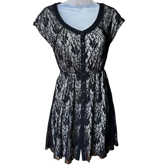 Kimchi Blue Fit and Flare Black Lace Dress Sz XS Whimsigoth Dark Academia Twee - Picture 10 of 11